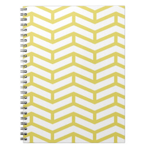 Caderno Espiral Setas Nítidas em Oposição Chevron Branco Amarelo