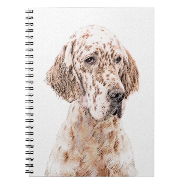 Caderno Espiral Setter Inglês Laranja Belton Pintando Arte Cão (Frente)