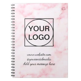 Caderno Espiral Seu logotipo aqui branco simples minimalista MÁRMO
