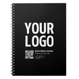 Caderno Espiral Seu logotipo c/ código QR e texto editáveis
