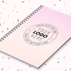 Caderno Espiral Seu logotipo carregado Texto Circular Editável