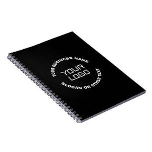 Caderno Espiral Seu logotipo ou imagem e texto editável Preto e