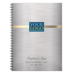 Caderno Espiral Seu logotipo, promova a empresa, escovado prata e 