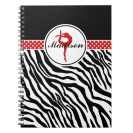 Caderno Espiral Seu nome é Zebra Print Gymntics com detalhes verme