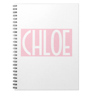 Caderno Espiral Seu Nome Texto Branco em Negrito sobre Rosa Clar