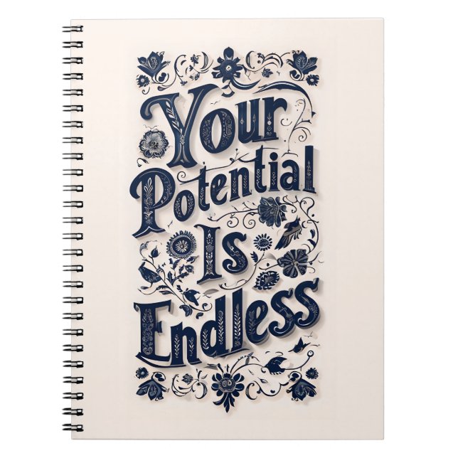 Caderno Espiral Seu Potencial É Um Fundo Infinito De Beige (Frente)