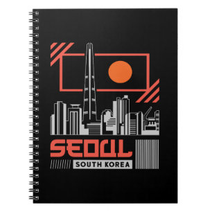 Caderno Espiral Seul Coreia do Sul Moderno Horizonte Viagem Design