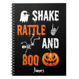 Caderno Espiral Shake, Rattle, Boo Diversão Esqueleto Abóbora Hall