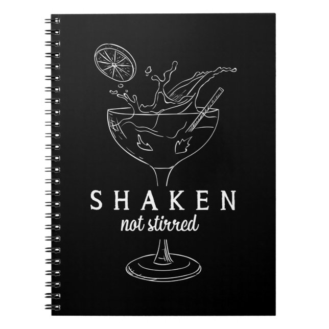 Caderno Espiral Shaken Martinis Bebendo Álcool Engraçado Barman (Frente)