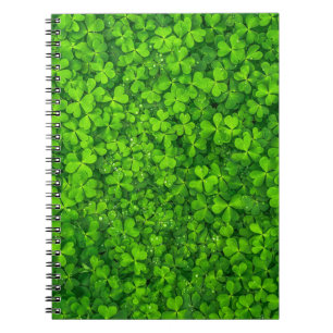 Caderno Espiral Shamrock Clovers Green Irish Símbolo Irlanda