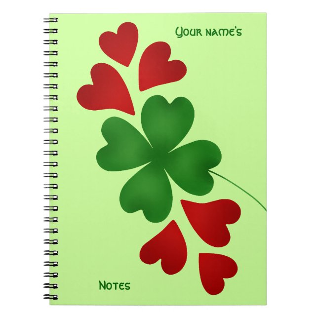 Caderno Espiral Shamrock com corações (Frente)