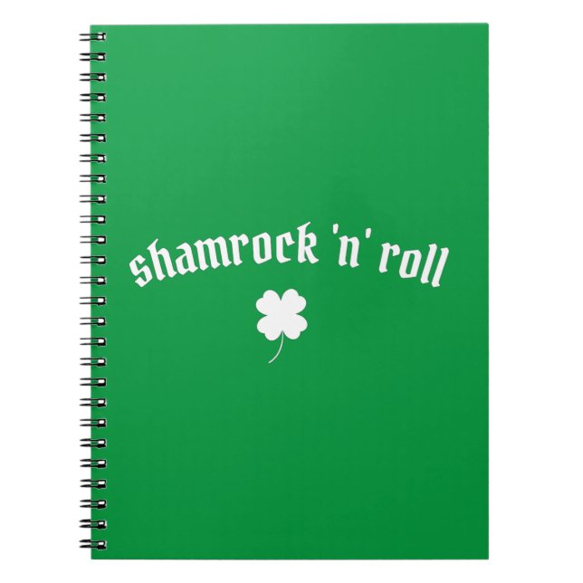 Caderno Espiral Shamrock n roll Dia de São Patrício (Frente)