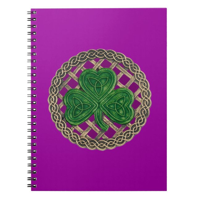 Caderno Espiral Shamrock Roxo No Notebook Espiral Celtic Knots (Frente)