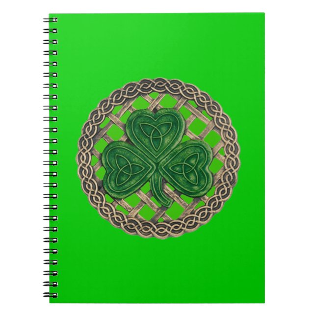 Caderno Espiral Shamrock Verde no notebook espiral Celtic Knots (Frente)