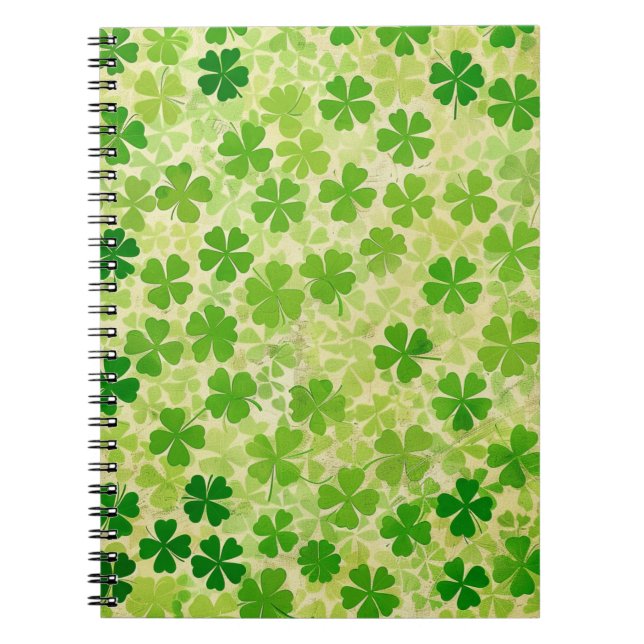 CADERNO ESPIRAL SHAMROCKS VERDE IRLANDÊS DA COBERTURA CELTICA (Frente)