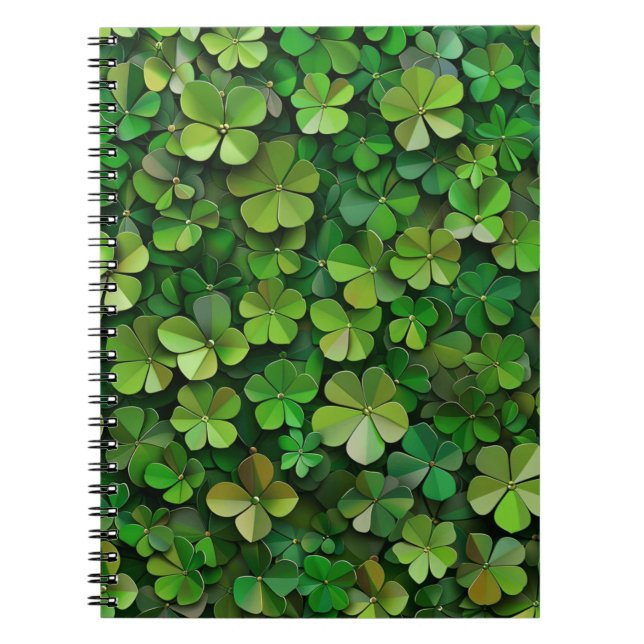 CADERNO ESPIRAL SHAMROCKS VERDE IRLANDÊS DA COBERTURA CELTICA (Frente)