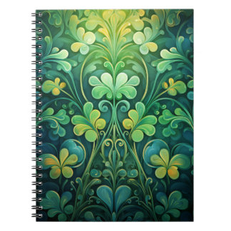 CADERNO ESPIRAL SHAMROCKS VERDE IRLANDÊS DA COBERTURA CELTICA