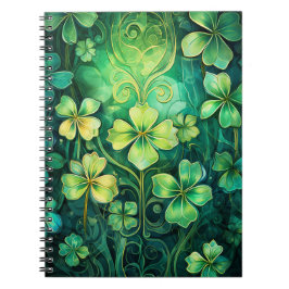 CADERNO ESPIRAL SHAMROCKS VERDE IRLANDÊS DA COBERTURA CELTICA