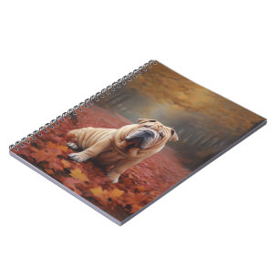 Caderno Espiral Shar Pei no outono deixa cair inspiração
