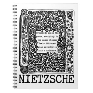 Caderno Espiral sheep and MADHOUSE philosophy quote by Nietzsche