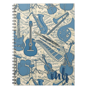Caderno Espiral Sheet Music and Instruments Blue/Ivory ID481