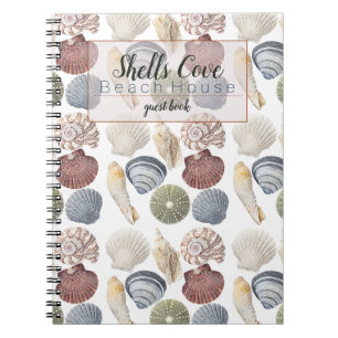 Caderno Espiral Shell Art Beach Vacing Rental Guest Book