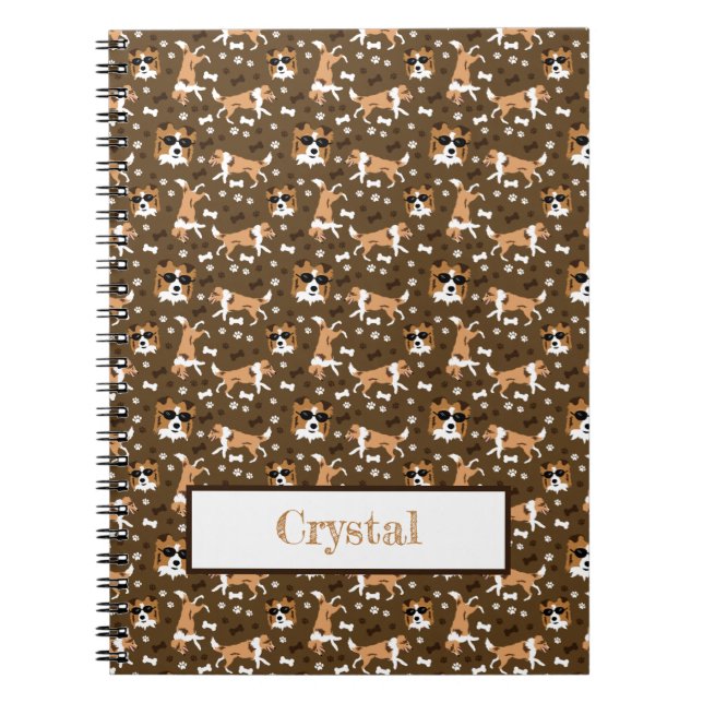 Caderno Espiral Shelties Shetland Sheepdog Pattern Brown Notebook (Frente)