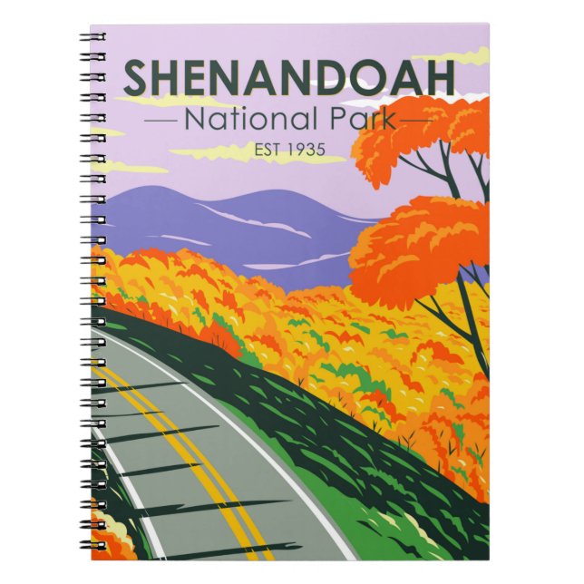 Caderno Espiral Shenandoah National Park Skyline Drive Virginia  (Frente)