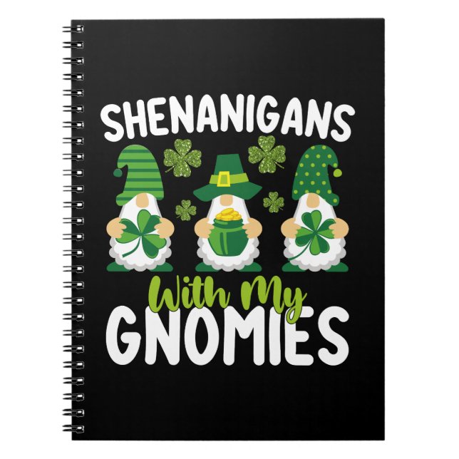 Caderno Espiral Shenanigans Com Meu Dia de São Patrício Gnomies (Frente)