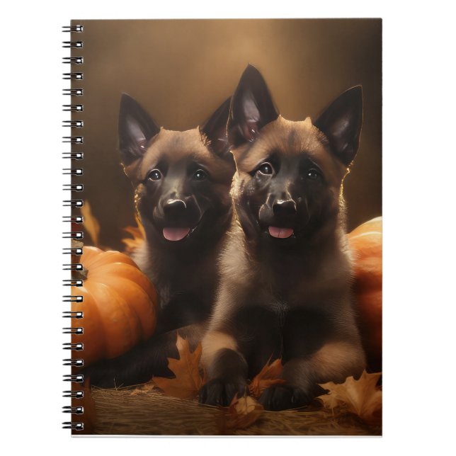 Caderno Espiral Shepherd Belga Puppy Autumn Delight Pumpkin (Frente)