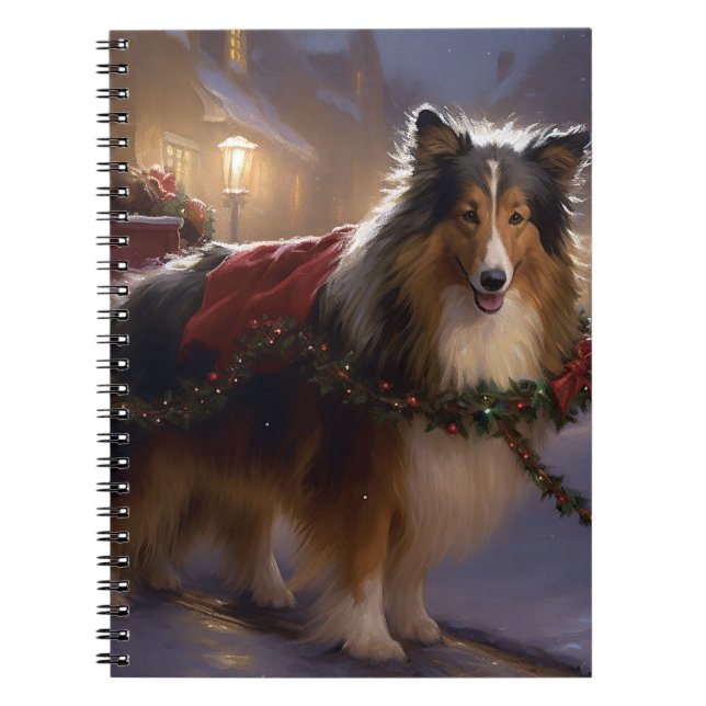 Caderno Espiral Shetland Sheepdog Christmas Fesason Season (Frente)