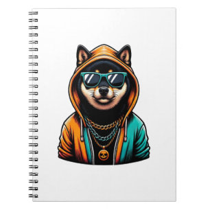 Caderno Espiral Shiba Inu com Capuz de Streetwear