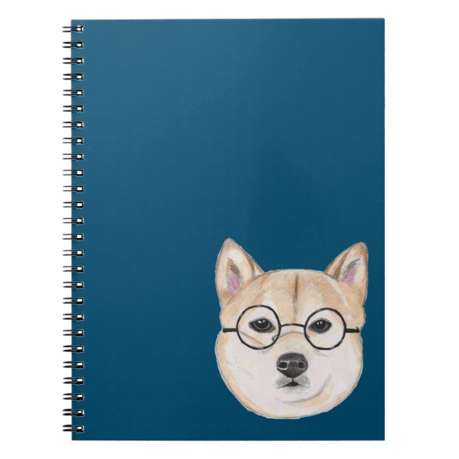 Caderno Espiral Shiba Inu com círculo desproporcionado vidros (Frente)