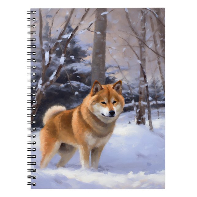 Caderno Espiral Shiba Inu Deixe-o nevar no Natal (Frente)