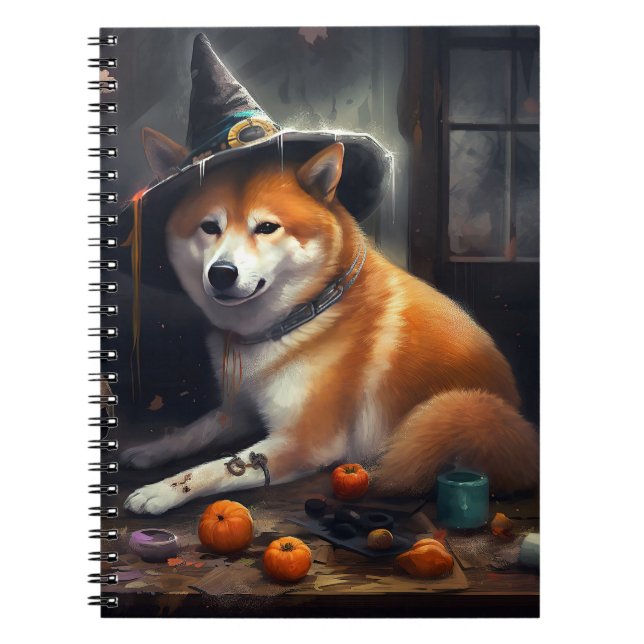 Caderno Espiral Shiba Inu Pumpkins Halloween Assustado (Frente)