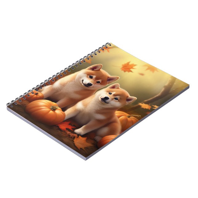 Caderno Espiral Shiba Inu Puppy Autumn Delight Pumpkin (Left Side)