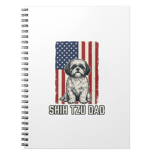 Caderno Espiral Shih Tzu Dad Patriotic Flag Vintage Dog Shirt_1 (Frente)