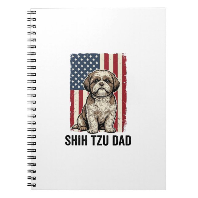 Caderno Espiral Shih Tzu Dad Patriotic Vintage Dog Shirt Design_1 (Frente)