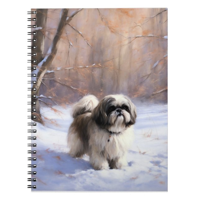 Caderno Espiral Shih Tzu Deixe-O Neve Natal (Frente)