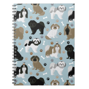 Caderno Espiral Shih Tzu Dogs Paws e Bones