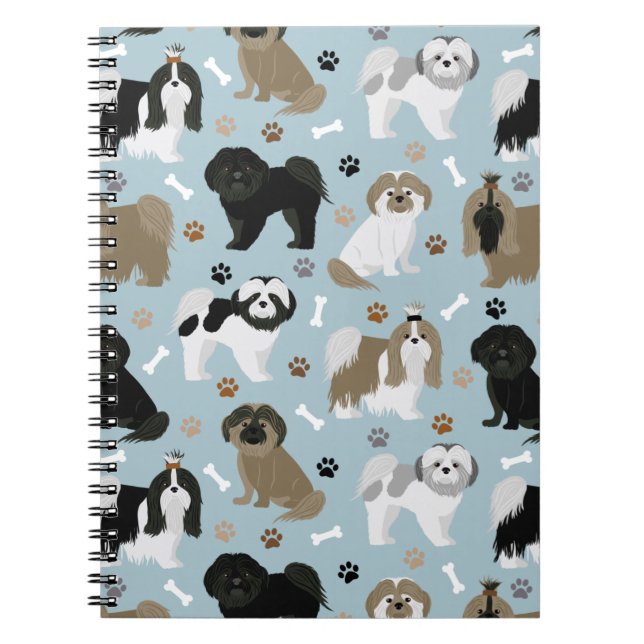 Caderno Espiral Shih Tzu Dogs Paws e Bones (Frente)