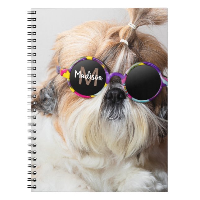 Caderno Espiral Shih Tzu Legal e divertido Monograma Personalizado (Frente)