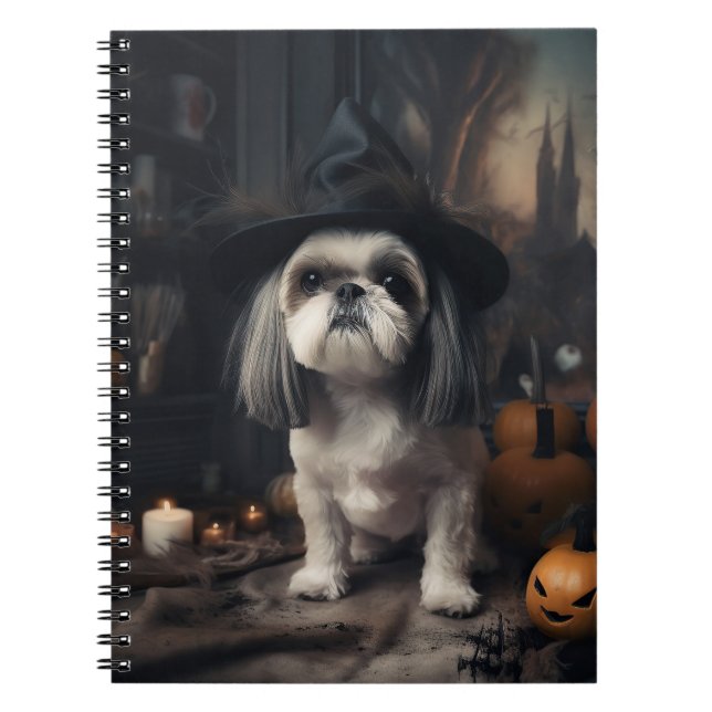 Caderno Espiral Shih Tzu Pumpkins Halloween Scary (Frente)