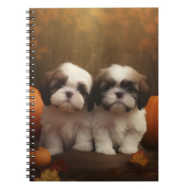 Caderno Espiral Shih Tzu Puppy Autumn Delight Pumpkin (Frente)