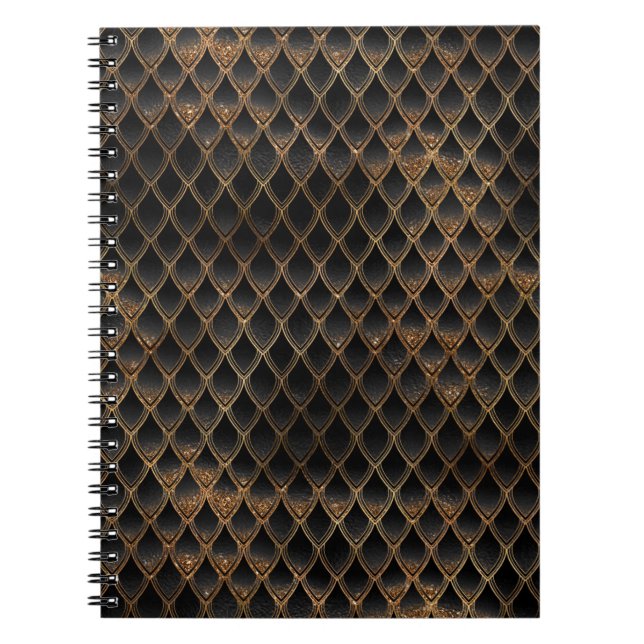 Caderno Espiral Shimmering Black & Dourado Glitter Dragon Scales (Frente)