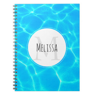 Caderno Espiral Shimmering Blue Piscina Water Refletions Foto