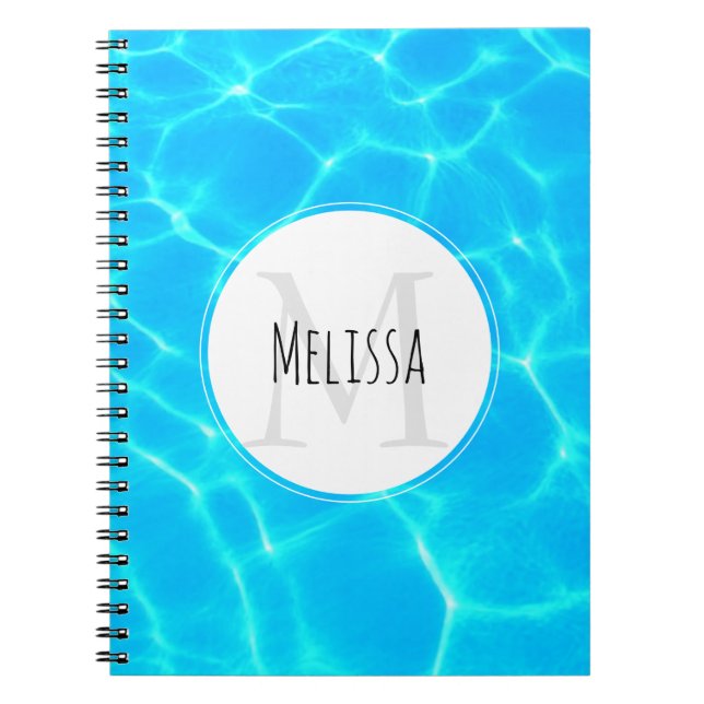 Caderno Espiral Shimmering Blue Piscina Water Refletions Foto (Frente)