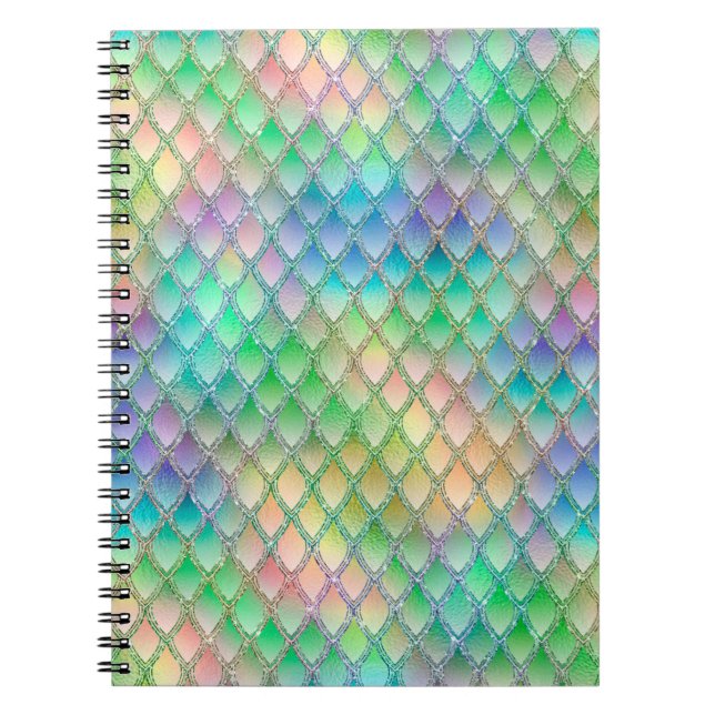 Caderno Espiral Shimmering Pastel Rainbow & Glitter Dragon Scales (Frente)
