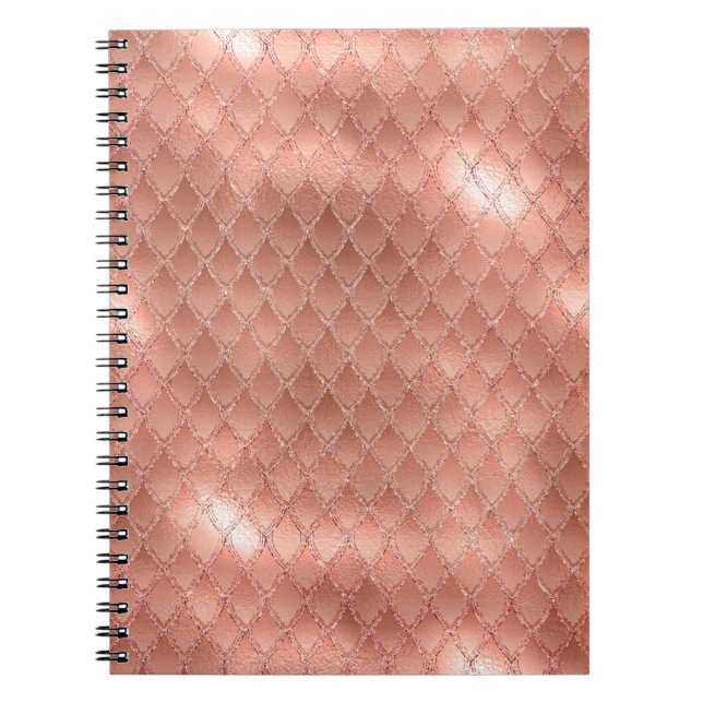 Caderno Espiral Shimmering Rosa Dourado Glitter Dragon Scales (Frente)