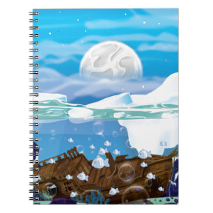 Caderno Espiral Shipwreck ártico subaquático